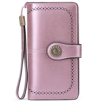 5162 Echt Rundleer Vrouwen Portemonnee Grote Capaciteit Geld Portemonnee Dame Clutch Bag Polsbandje Handtas met Handriem