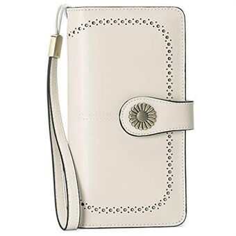 5162 Echt Rundleer Vrouwen Portemonnee Grote Capaciteit Geld Portemonnee Dame Clutch Bag Polsbandje Handtas met Handriem