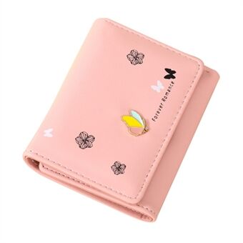 TEAYY AZ-103 Bloempatroon Decor Dames Tri-fold Korte Portemonnee PU Lederen Kaarthouder Portemonnee Billfold