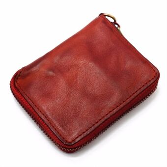 SG118 Portemonnee met rits voor heren Retro echt lederen Billfold Card Holder Bag Coin Charge Storage Pouch