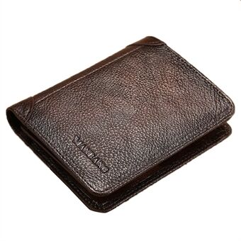 MANBANG 00877 Echt lederen drievoudige portemonnee Classic stijl RFID-blokkeerkaart Pouch Billfold Coin Cash Money Purse - geelachtig