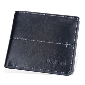 BAELLERRY D3242 Bifold Korte herenportemonnee Vintage PU-leer Kaartsleuven Munthouder Tas Sterke stiksels Rits Beveiliging Portemonnee