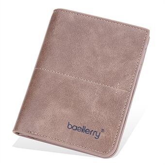 BAELLERRY D3242 Bifold Korte herenportemonnee Vintage PU-leer Kaartsleuven Munthouder Tas Sterke stiksels Rits Beveiliging Portemonnee