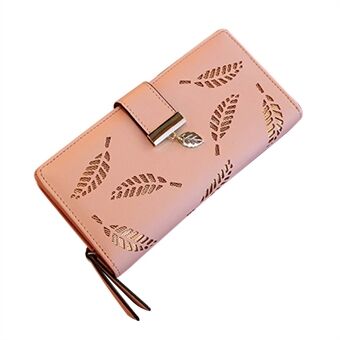 Holle Bladeren PU Lederen Portemonnee voor Vrouwen Kaarthouder Lange Clutch Bag Rits Portemonnee