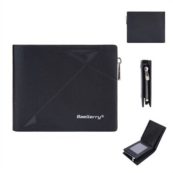 BAELLERRY D9194 PU-leren portemonnee met ritssluiting voor heren, korte clutch met kaartsleuf