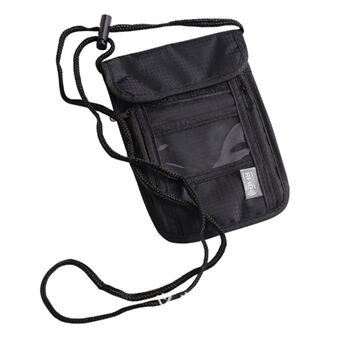 Reis nylon schoudertas Crossbody tas RFID-blokkerende paspoorthouder om uw kaartdocumenten veilig te houden (met doorzichtig PVC-venster)