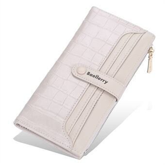 BAELLERRY N2369 Stijlvolle PU-leer steentextuur Clutch Bag Dames Portemonnee Drukknoop Rits Kaarten Geldhouder Portemonnee