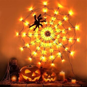 Halloween Spinnenweb Licht met Batterijvak 8 Modi Party Sfeer Lamp, zonder Spin.