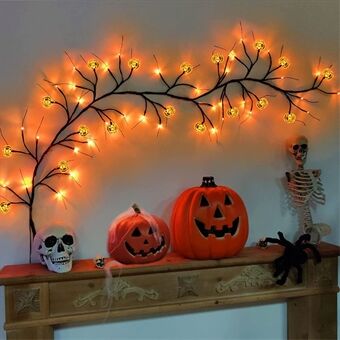 Halloween Slinger Verlichting 1,8m 54 LED 8 Modussen Pompoen Vleermuis Spin Wilgenrank Taklampjes