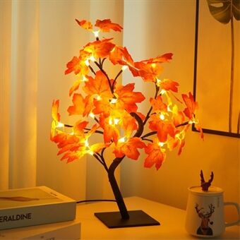 Kunstmatige Esdoornbladboom USB LED-lamp van plastic met lichtsnoer, ideaal als tafellamp voor feestelijke decoratie.