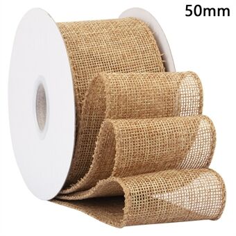 50mm Breed Kunstmatig Jute Lint met Bedrade Rand Kerstcadeau Verpakking DIY Ambachten Inpakmateriaal