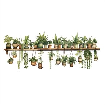 Groene Planten Muursticker Potplanten Bladeren PVC Muurstickers voor Woonkamer Slaapkamer