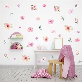 SCHHQT01-04 4 stks / set bloemen muur decor sticker voor slaapkamer sticker behang (met EN71 certificering)