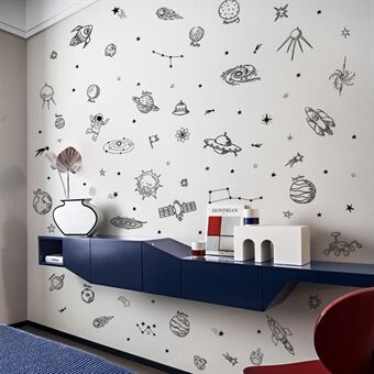 MS8069-NH 4 Stks/set Kids Slaapkamer Muur Decoratieve Stickers Cartoon Universum Planeet Muurstickers (Geen EN71 Certificering)