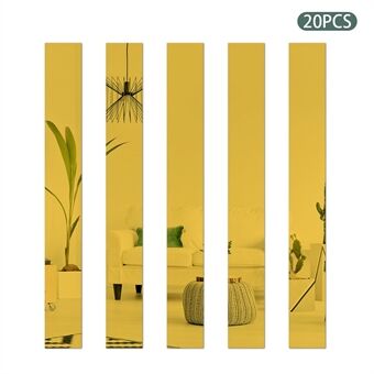 H01210 20 STKS zelfklevende Acryl Spiegel Muurstickers 5X50 CM Rechthoek DIY Muurstickers Art Decoratie voor Thuis
