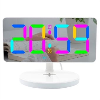 TS-3001X-B Spiegeloppervlak Digitale LED Klok 15W Draadloze Telefoonlader RGB Nachtlampje