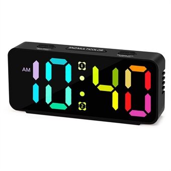 YF2024 Dual Alarm 15 RGB Kleuren LED Spiegeloppervlak Klok Mini Studenten Bureaublad Digitale Klok