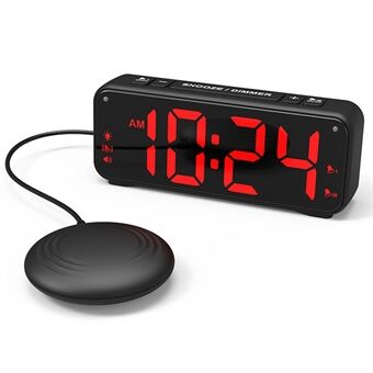 F1089 Luid trillend USB-alarmklok 6,5\'\' LED-display slaapkamerklok met sluimerfunctie voor studenten, ouderen, senioren mannen en vrouwen.