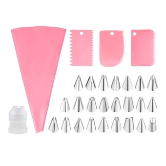 29 stuks / Set Kersttaart DIY gereedschap Icing Piping Nozzles met room patisserie zak schrapers (geen FDA-certificaat)