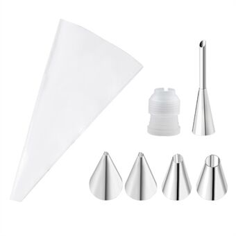 7 stuks / set Icing Piping Nozzle Puff Cream Injector met Spuitzak Kersttaart Decoreergereedschap (Geen FDA-certificaat)