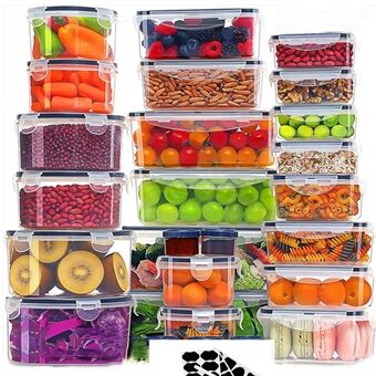 24-delige Set Keuken Voedselopslagpotten Luchtdichte Transparante PP Containers met Deksel (BPA-vrij, FDA / LFGB / FCM Gecertificeerd)