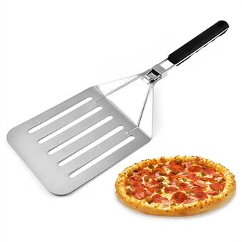 Opvouwbare 430 roestvrijstalen pizza cake spatel pizza schep geperforeerde spatel, maat L (BPA-vrij, zonder FDA-certificaat)