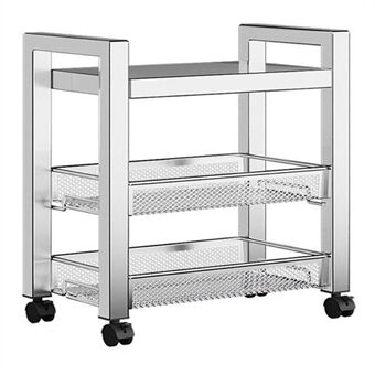 005JGL1034 3-laagse opslag trolley karretje Roestvrij stalen keuken rollende plankenorganizer - 2 gaaslagen+1 plank