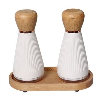 2 stuks ABS+PS+Wooden Pepper Grinder Keuken Zeezout Peper Handmatige Grinder met 1 basis (BPA-vrij, geen FDA-certificering)