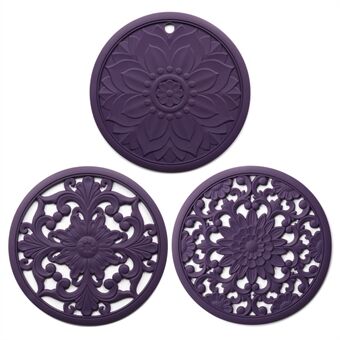 3 stuks Chinese holle carving onderzetter warmte-isolatie placemat silicone onderzetter, 16*16cm.