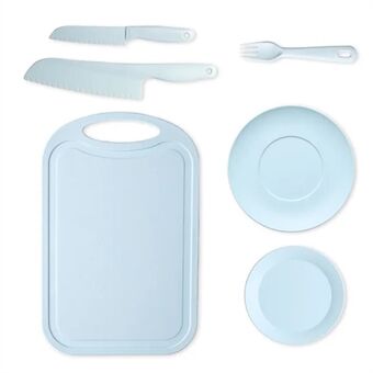 6 stuks / set kinder koksmes snijplank plastic bord keukengerei set (BPA-vrij, geen FDA)