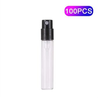 100 stuks 1,5 ml draagbare transparante glazen parfum hervulbare fles mini badkamer spuitfles - zwart