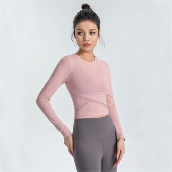 Sneldrogende trainingsshirts met lange mouwen Elastische gym strakke crop tops voor yoga hardlopen joggen
