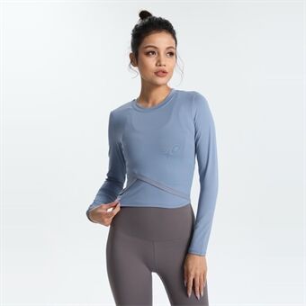 Sneldrogende trainingsshirts met lange mouwen Elastische gym strakke crop tops voor yoga hardlopen joggen