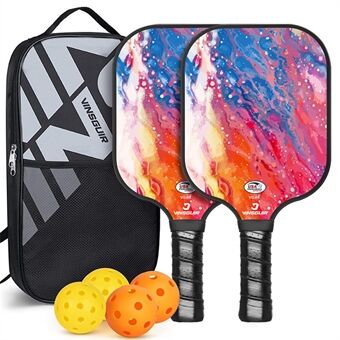 VINSGUIR 1 Paar Fiberglass Pickleball Rackets met 4 Ballen en Opbergtas