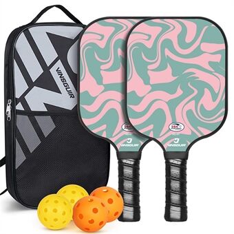VINSGUIR 1 Paar Fiberglas Pickleball Rackets met 4 Ballen en Opbergtas