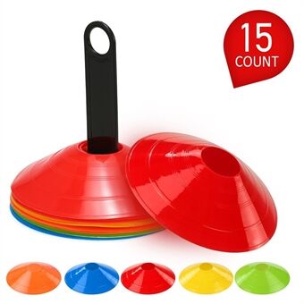 15 stks/pak Agility Disc Cone Set Multi Sport Training Space Kegels met Plastic Standhouder voor Voetbal Bal Game Disc Mini Training Cones Stand