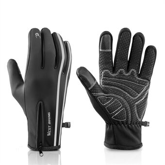 WEST BIKING Winterfleecevoering Thermische handschoenen Outdoor fietsen Klimmen Waterdichte reflecterende touchscreen fietshandschoenen