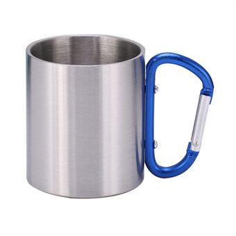 220ML Steel Camping Mok Draagbare Outdoor Wandelen Koffiekopje Drankjes Cup met Karabijnhaak (Geen FDA-certificering)