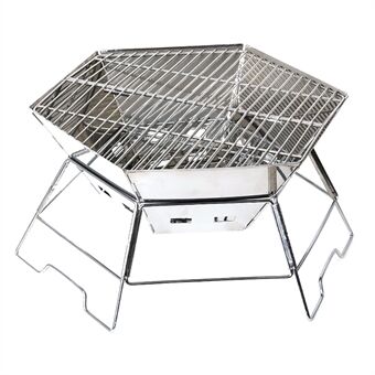 HALIN Steel grill, houtskoolgrill, zeshoekige BBQ -gereedschapsset voor Outdoor picknick / BBQ