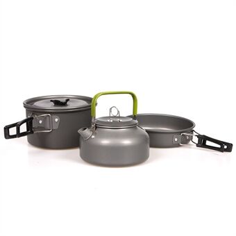 HALIN Outdoor Camping Picknick Pot + Pan + Theepot Kookgerei voor 2-3 personen