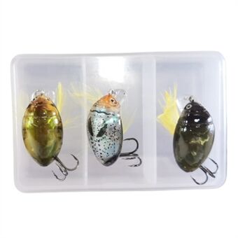 3 stuks 3,5 cm bionische insectenvormige visaas 4 g kunstaas crankbait drijvend gereedschap met opbergdoos