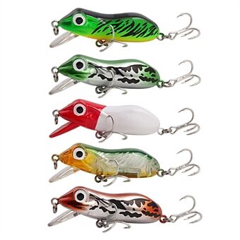 XY-605 5 stuks / set Topwater Frog Visaas Hard ABS Imitatie Kikker Crankbait Tackle met Dubbele Haken