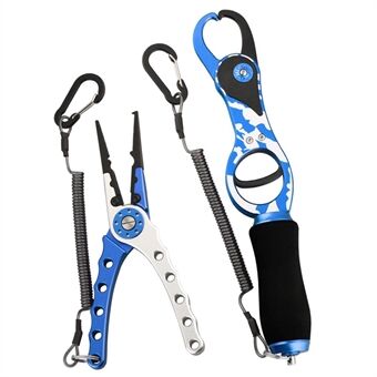 Fishing Pliers Lip Gripper Set Aluminum Alloy Fish Holder Fishing Scissors with Lanyards