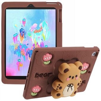 Voor iPad 9.7-inch (2018) / (2017) Siliconen Hoes Beer Standaard Tulpen Tablet Cover