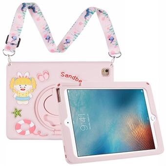 Voor iPad 9,7-inch (2017) / 9,7-inch (2018) / Pro 9,7-inch (2016) Tablethoes Zandstrand Meisje Patroon Shell met Lanyard en Standaard