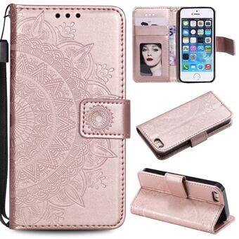 Gedrukt Mandala-patroon PU-leerbescherming Mobiele telefoonhoes voor iPhone 5 / iPhone 5S / iPhone SE 2013