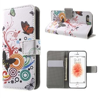 Water Transfer Printing patroon lederen portemonnee Stand beschermhoes voor iPhone 5 / iPhone 5S / iPhone SE 2013