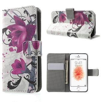 Water Transfer Printing patroon lederen portemonnee Stand beschermhoes voor iPhone 5 / iPhone 5S / iPhone SE 2013