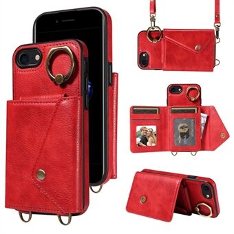 002 Voor iPhone SE (2022) / SE (2020) / iPhone 8 / 7 / 6s / 6 Hoesje Leren TPU Crossbody Telefoonhoes Kaartenhouder