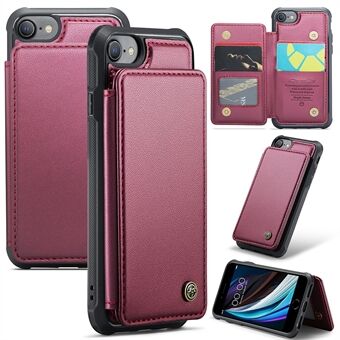 CASEME C22 serie voor iPhone 6 / 6s / 7 / 8 / SE (2020) / SE (2022) hoesje met kaarthouder en telefoonstandaard.